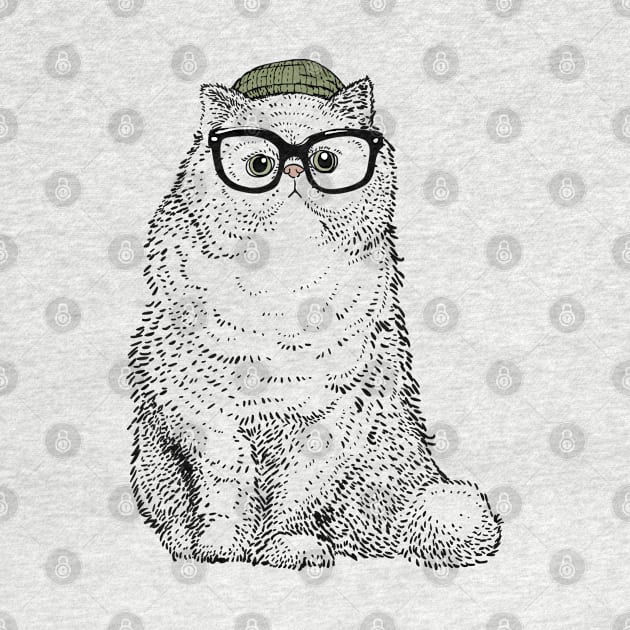 hipster Cat cat by huebucket